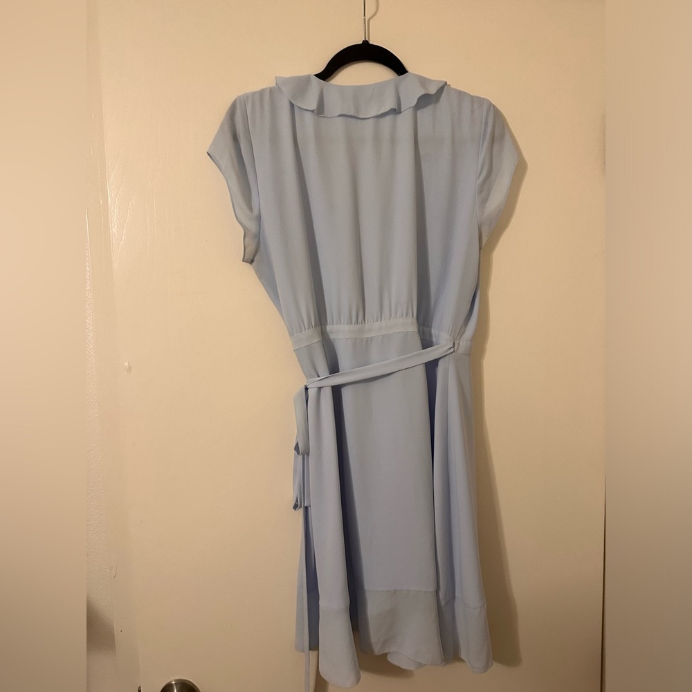 Light Blue Ruffled Wrap Dress - Picture 4 of 4